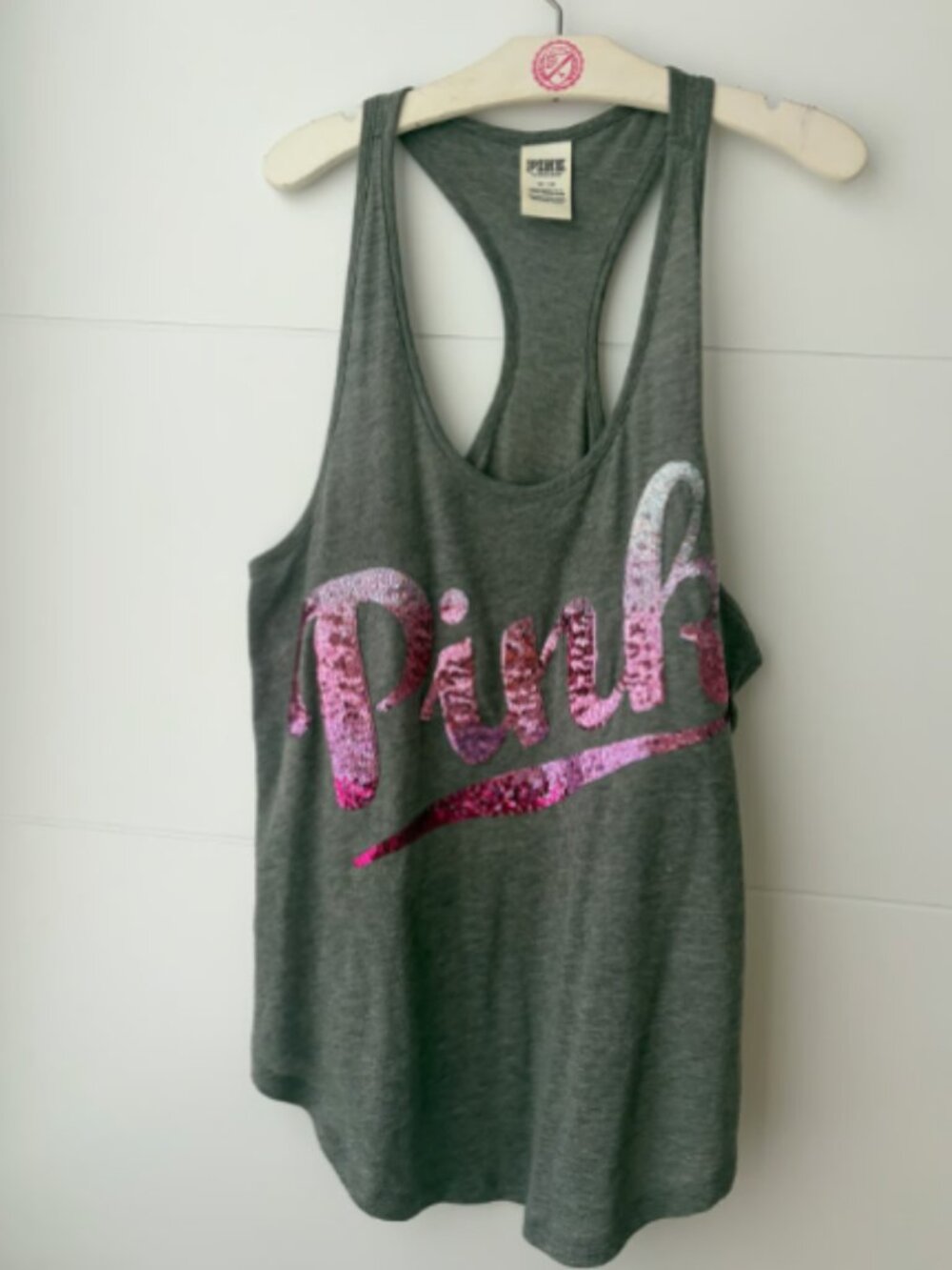 PINK Victoria's Secret Gray Sequin Tank Top